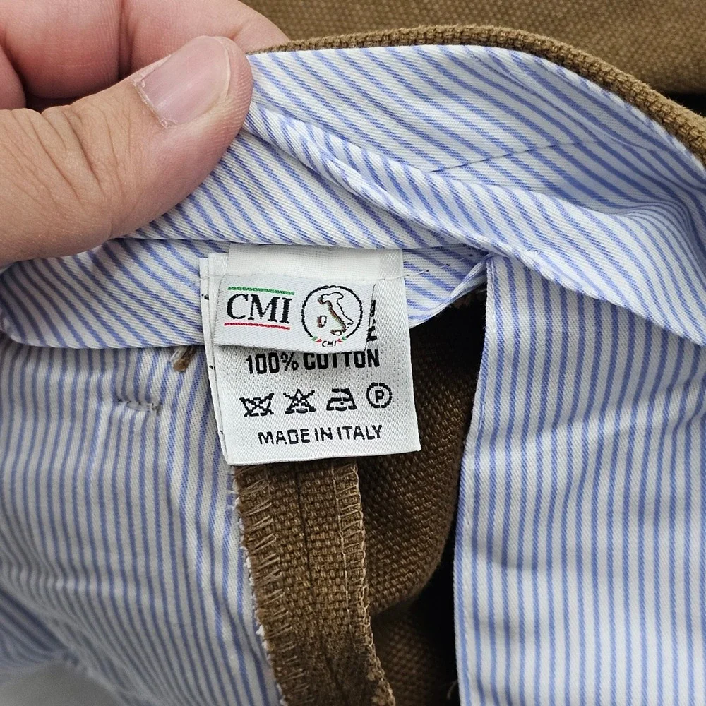 De Corato Trousers Pants Mens 50 34x30 Brown Cotton Canvas Italy Sartorial